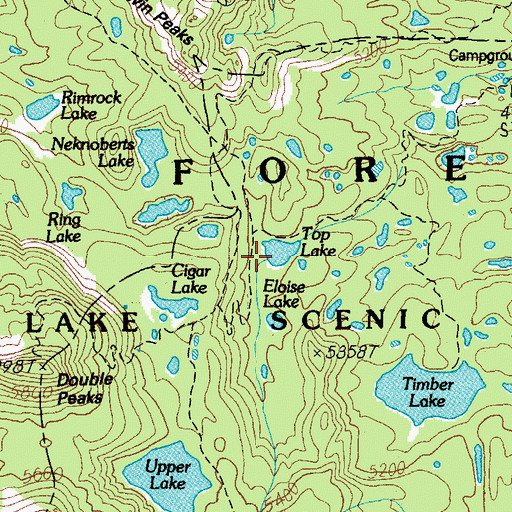 Topographic Map of Top Lake, OR