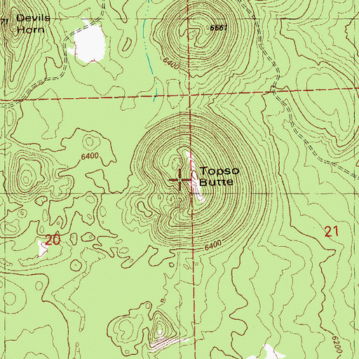 Topographic Map of Topso Butte, OR