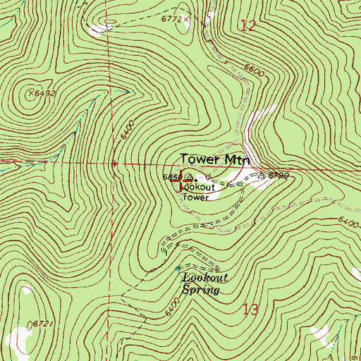 Topographic Map of Tower Mountain, OR