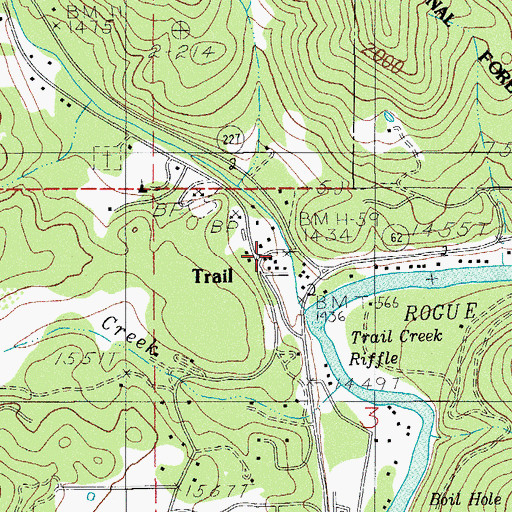 Topographic Map of Trail, OR