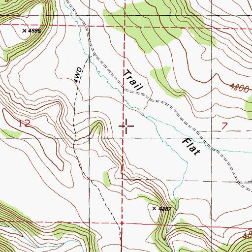 Topographic Map of Trail Flat, OR