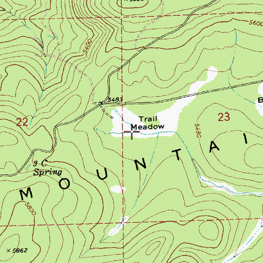 Topographic Map of Trail Meadow, OR