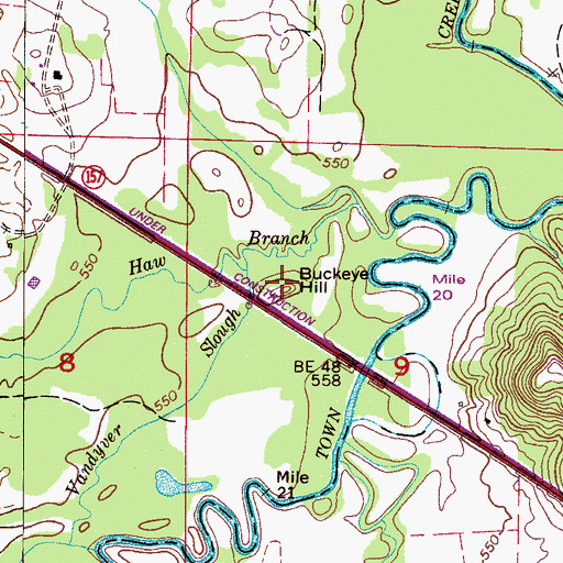 Topographic Map of Buckeye Hill, AL
