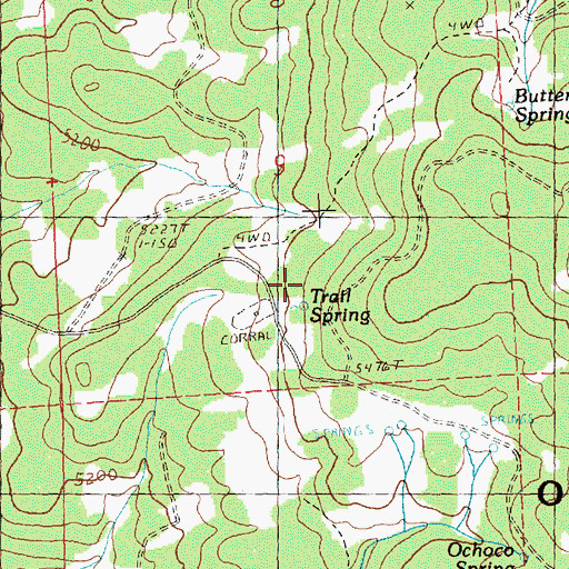 Topographic Map of Trail Spring, OR