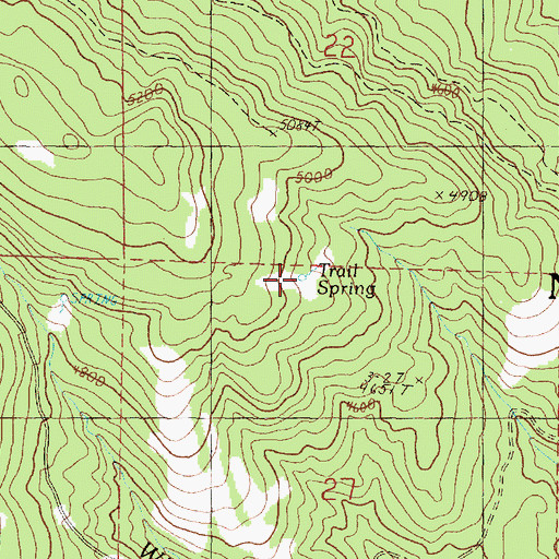 Topographic Map of Trail Spring, OR