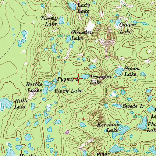 Topographic Map of Tranquil Lake, OR