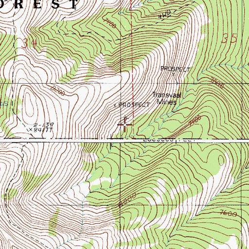 Topographic Map of Transvaal Mines, OR