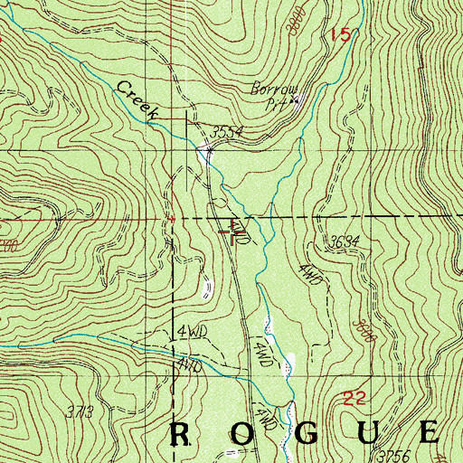 Topographic Map of Travail Creek, OR