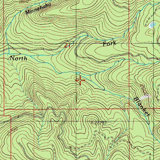 Topographic Map of Traverse Creek, OR