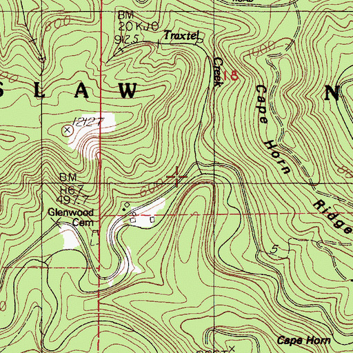 Topographic Map of Traxtel Creek, OR