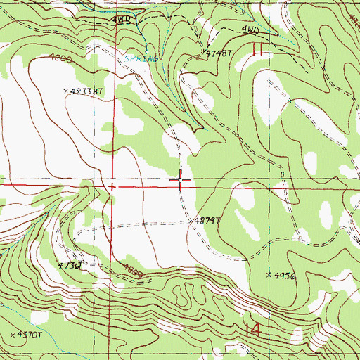 Topographic Map of Trough Creek Trail (historical), OR