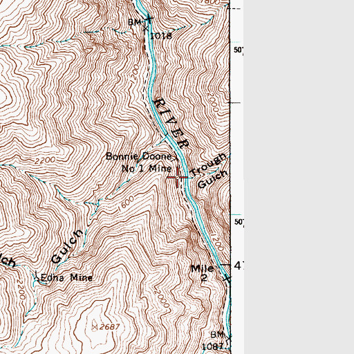 Topographic Map of Trough Gulch, OR
