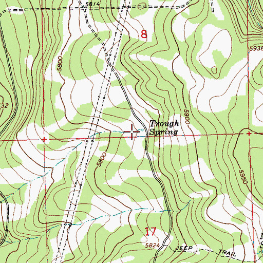 Topographic Map of Trough Spring, OR