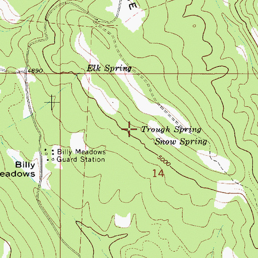 Topographic Map of Trough Spring, OR