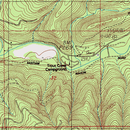 Topographic Map of Trout Creek, OR