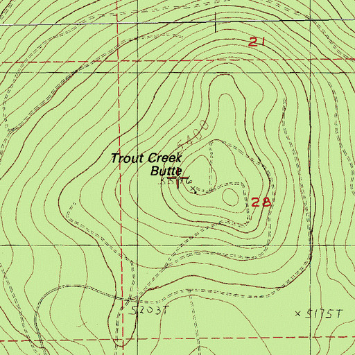 Topographic Map of Trout Creek Butte, OR