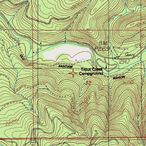 Topographic Map of Trout Creek Recreation Site, OR