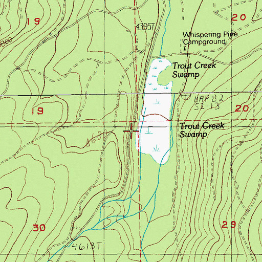 Topographic Map of Trout Creek Swamp, OR