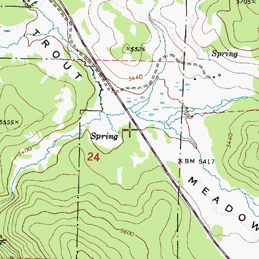 Topographic Map of Trout Meadows, OR