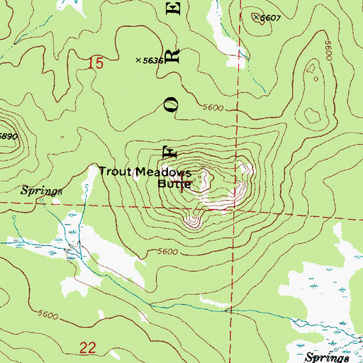 Topographic Map of Trout Meadows Butte, OR