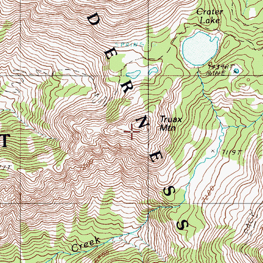 Topographic Map of Truax Mountain, OR