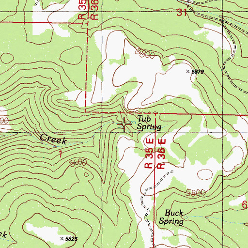 Topographic Map of Tub Spring, OR