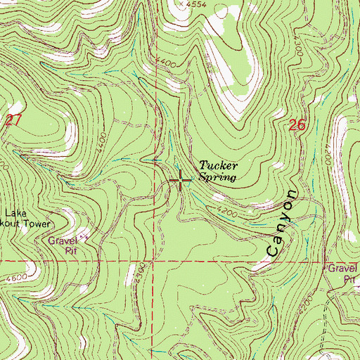 Topographic Map of Tucker Spring, OR