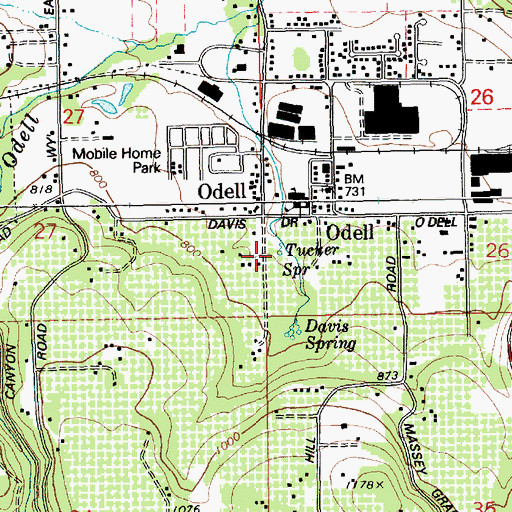 Topographic Map of Tucker Spring, OR