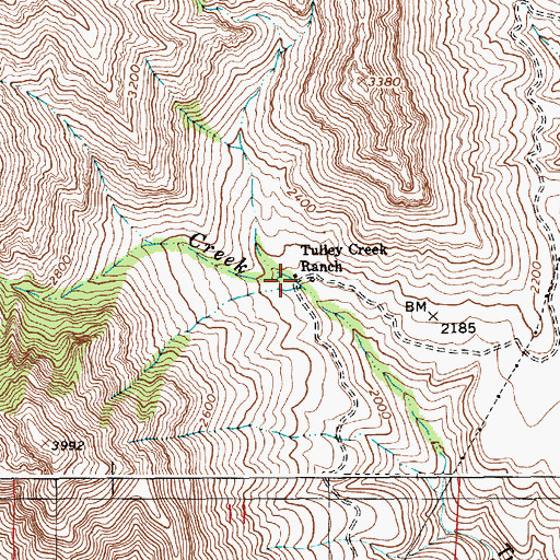 Topographic Map of Tulley Creek Ranch, OR