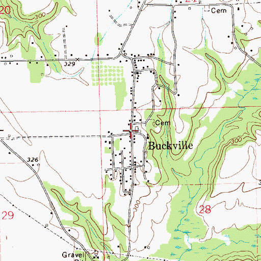 Topographic Map of Buckville, AL