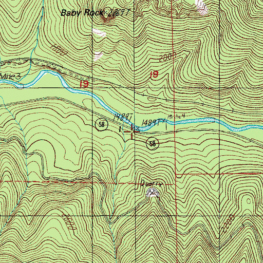 Topographic Map of Tumble Creek, OR