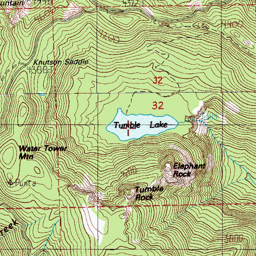 Topographic Map of Tumble Lake, OR