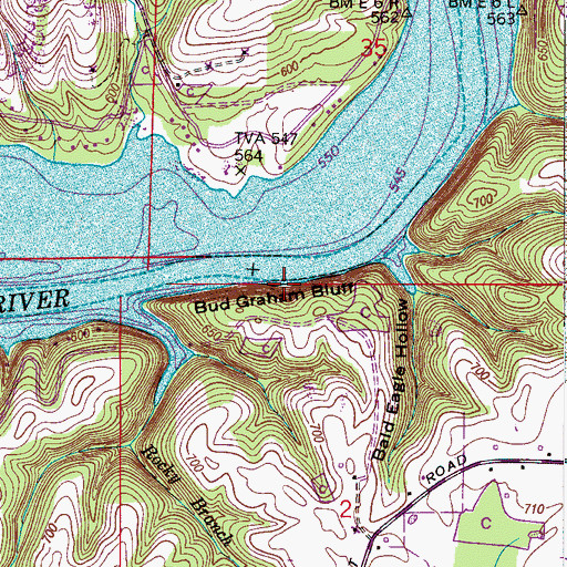 Topographic Map of Bud Graham Bluff, AL