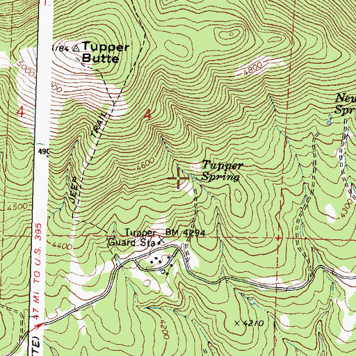 Topographic Map of Tupper Spring, OR