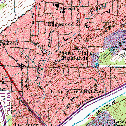 Topographic Map of Buena Vista Highlands, AL