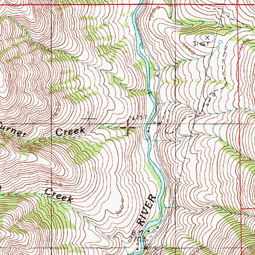 Topographic Map of Turner Creek, OR
