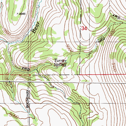 Topographic Map of Turner Spring, OR