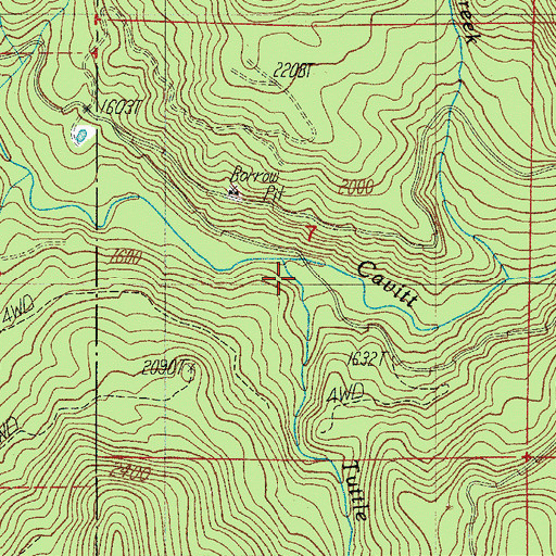 Topographic Map of Tuttle Creek, OR
