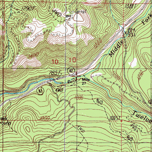 Topographic Map of Twelvemile Creek, OR