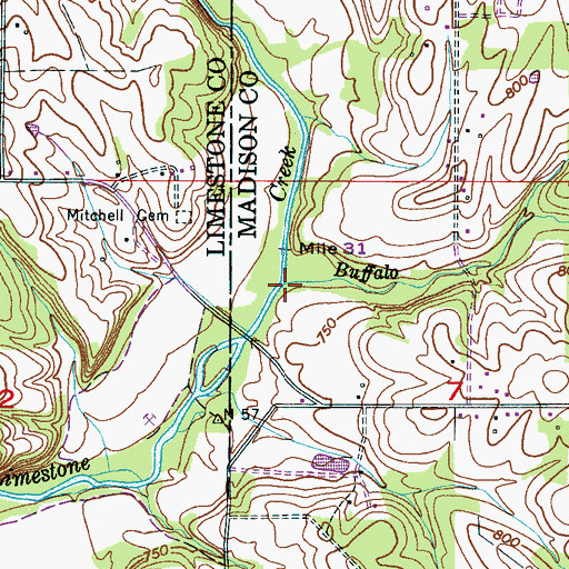 Topographic Map of Buffalo Branch, AL