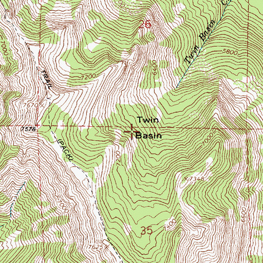 Topographic Map of Twin Basin, OR