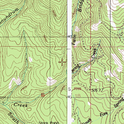 Topographic Map of Twin Bridge Creek, OR