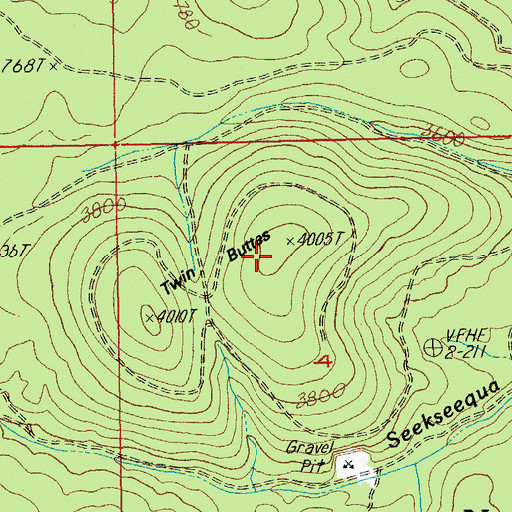 Topographic Map of Twin Buttes, OR