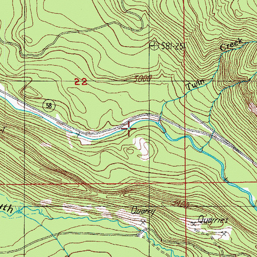 Topographic Map of Twin Creek, OR