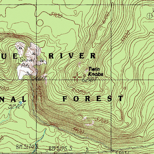 Topographic Map of Twin Knobs, OR