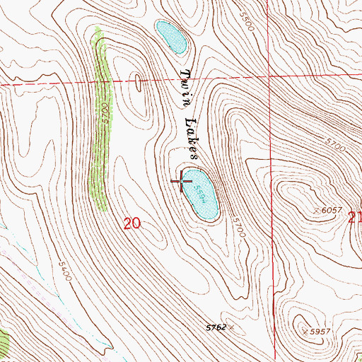 Topographic Map of Twin Lakes, OR