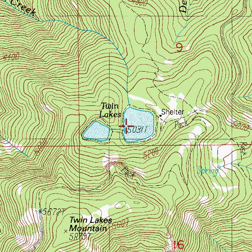 Topographic Map of Twin Lakes, OR