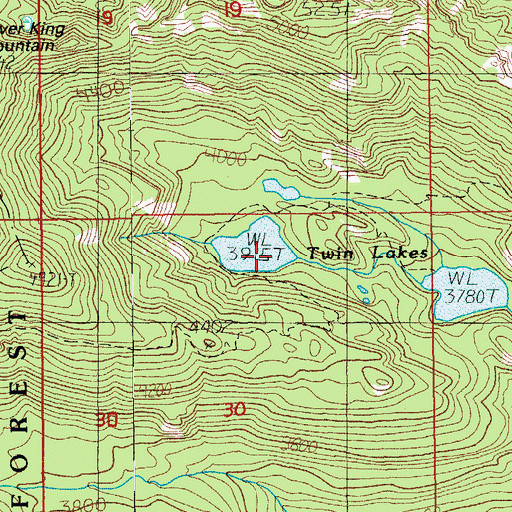 Topographic Map of Twin Lakes, OR