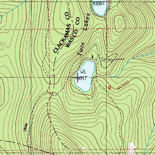 Topographic Map of Twin Lakes, OR