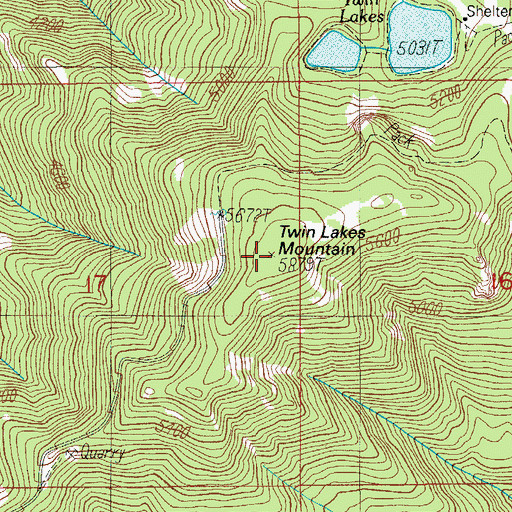 Topographic Map of Twin Lakes Mountain, OR